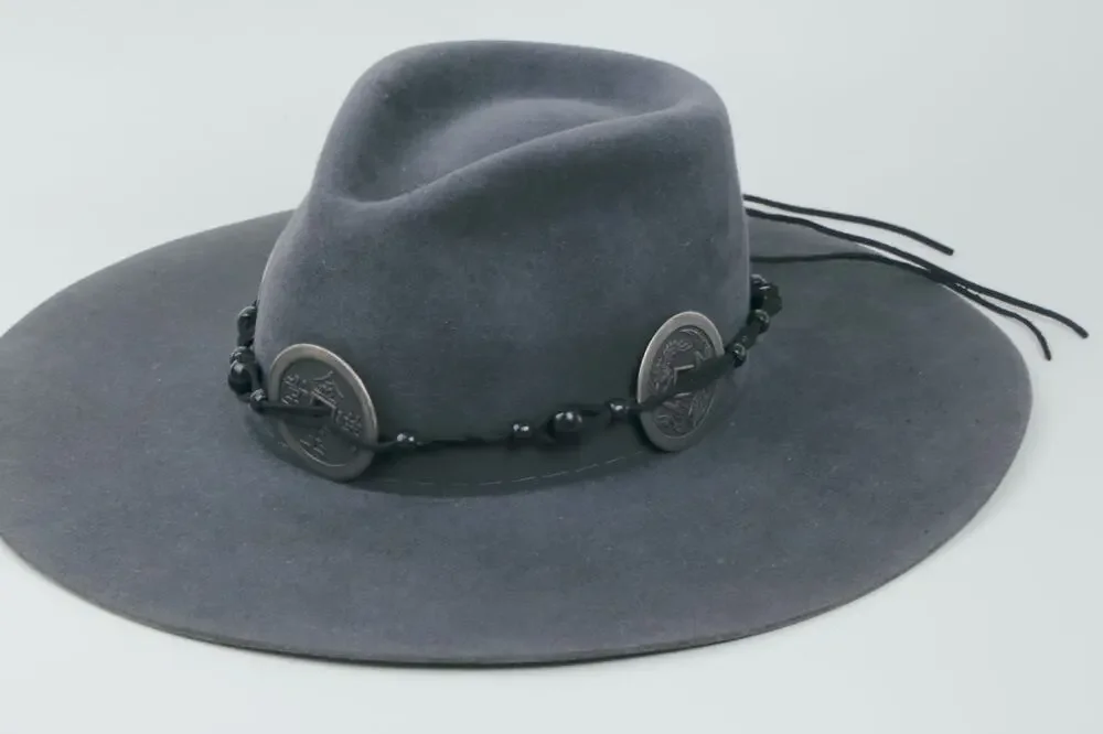Jackson Hole Hat Company Gray Beaver Wool Felt Wide Flat Brim Western Cowboy Hat